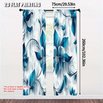 rideaux moderne floral bleu turquoise motifs abstraits deux panneaux polyester semi transparents