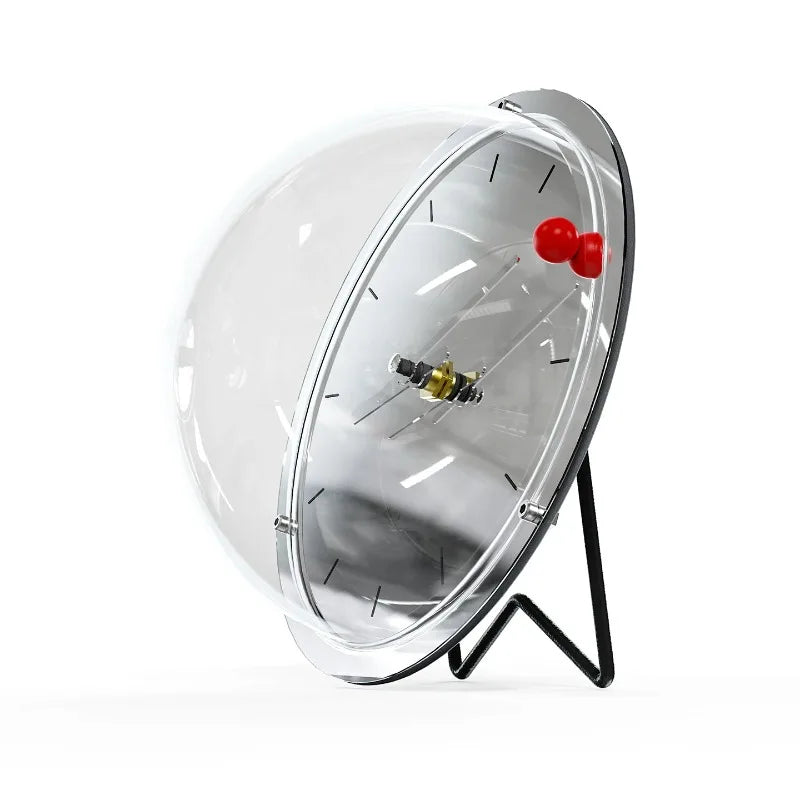 horloge murale transparente aiguilles noires pointeur rouge moderne sans bruit chambre