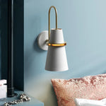 lampe murale moderne blanc bleu noir mat abat jour anneau doré flux lumineux 249