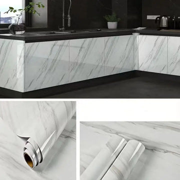autocollants pvc marbre blanc gris modernes résistants eau cuisine salon muraux sol fenêtres meubles