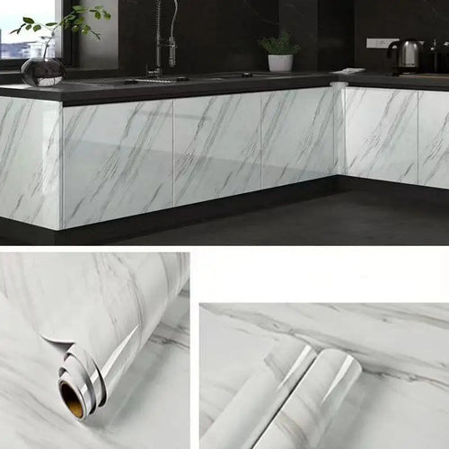 autocollants pvc marbre blanc gris modernes résistants eau cuisine salon muraux sol fenêtres meubles