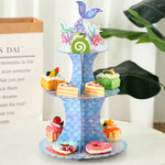 supports gâteaux sirène thème océan couleurs violette bleu verte rose figurines poissons coraux