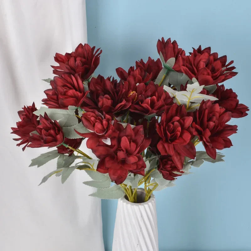 bouquet fleurs artificielles pivoines soie décoration intérieure blanc rouge rose bleu crème
