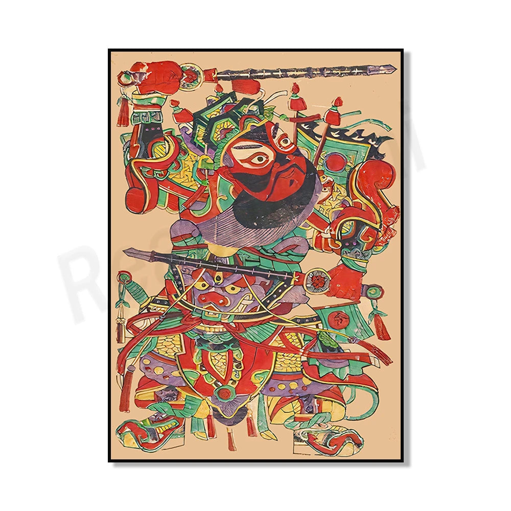 Une œuvre d'art abstraite et colorée, mettant en scène des formes et des motifs géométriques complexes, créant une composition dynamique et fascinante.