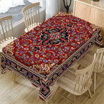 nappe imperméable ornements floraux rouge noir bleu beige classique table réutilisable polyester tissage tat