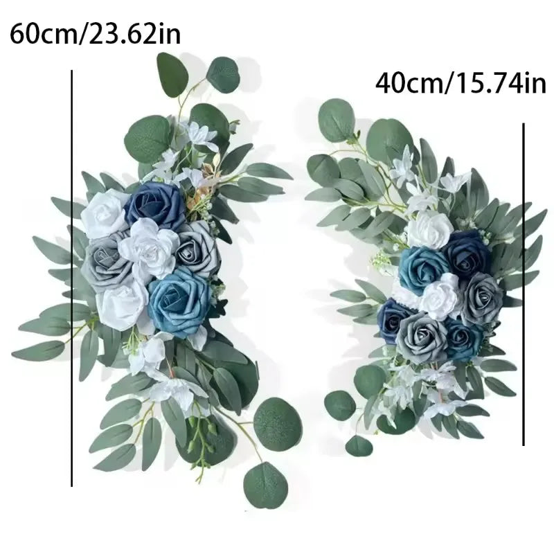 décoration mariage boho panneau bienvenue fleurs artificielles eucalyptus bois texturéextérieur