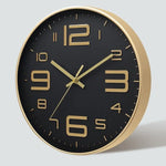 horloge murale moderne chiffres relief aiguilles fines blanc rose doré noir minimaliste