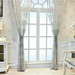 rideau blanc gris transparent broderie florale classique tassel maison polyester