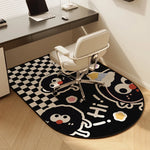 tapis moderne carreaux noirs blancs visages stylisés antidérapant imperméable polyester graphique