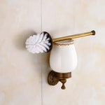 porte brosse wc blanc doré orné motifs floraux support mural classique fixations