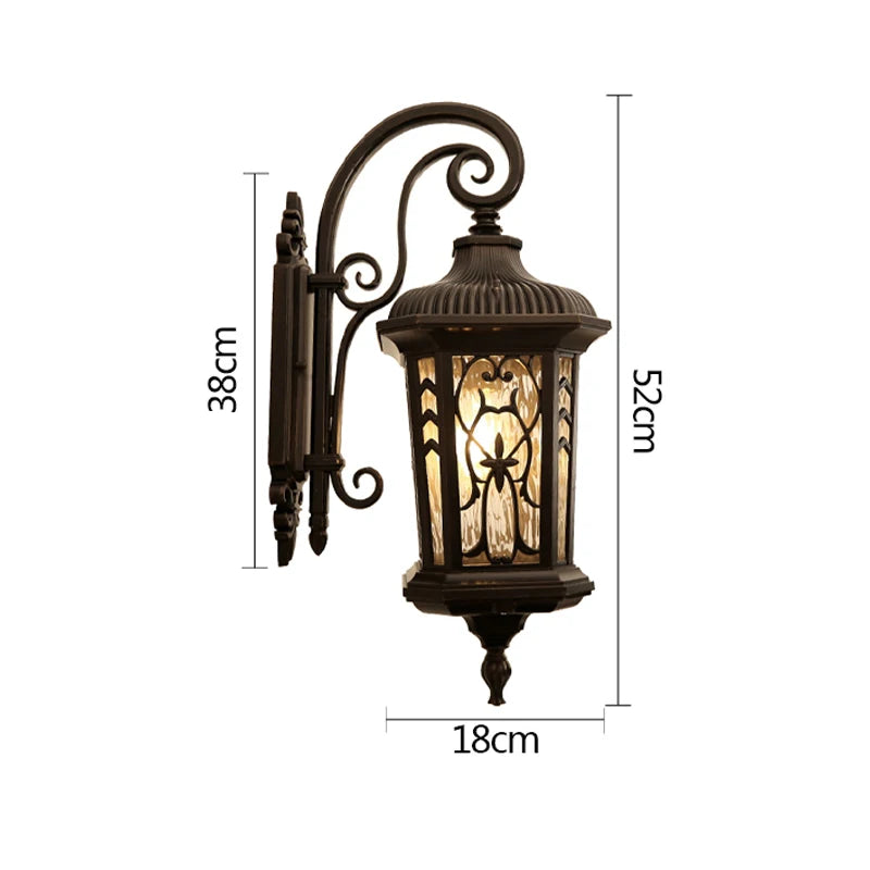 lampe murale extérieure classique ornements floraux verre opalin noir éclairage quotidien cuisine salle bain