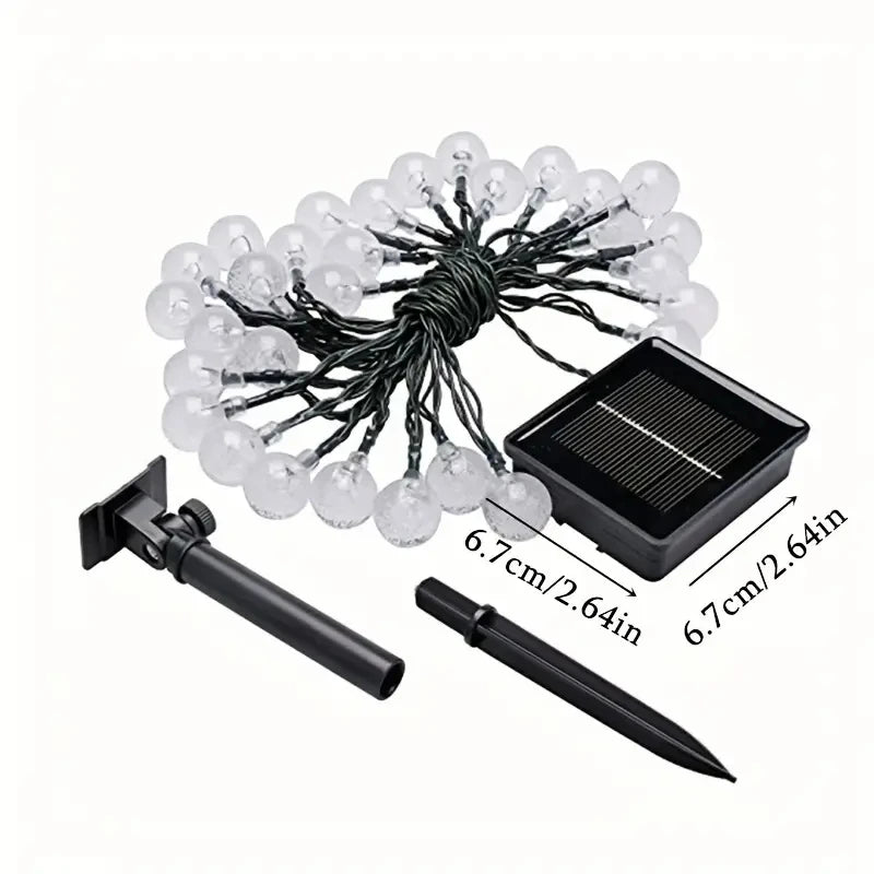 guirlande lumineuse solaire boules translucides blanc doré moderne clipsextérieur jardin patio fête