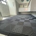 tapis sol modulaires antidérapants bleu noir blanc moderne connecteurs clip système