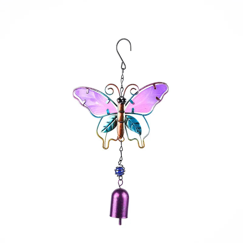 colibris libellules suspendus transparents métal verre peint oiseaux décoratifs cloches chaînes motifs floraux