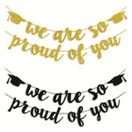 guirlande décorative graduation rose pailleté or pailleté lettres calligraphiées chapeaux diplômés paillettes apparentes festivité