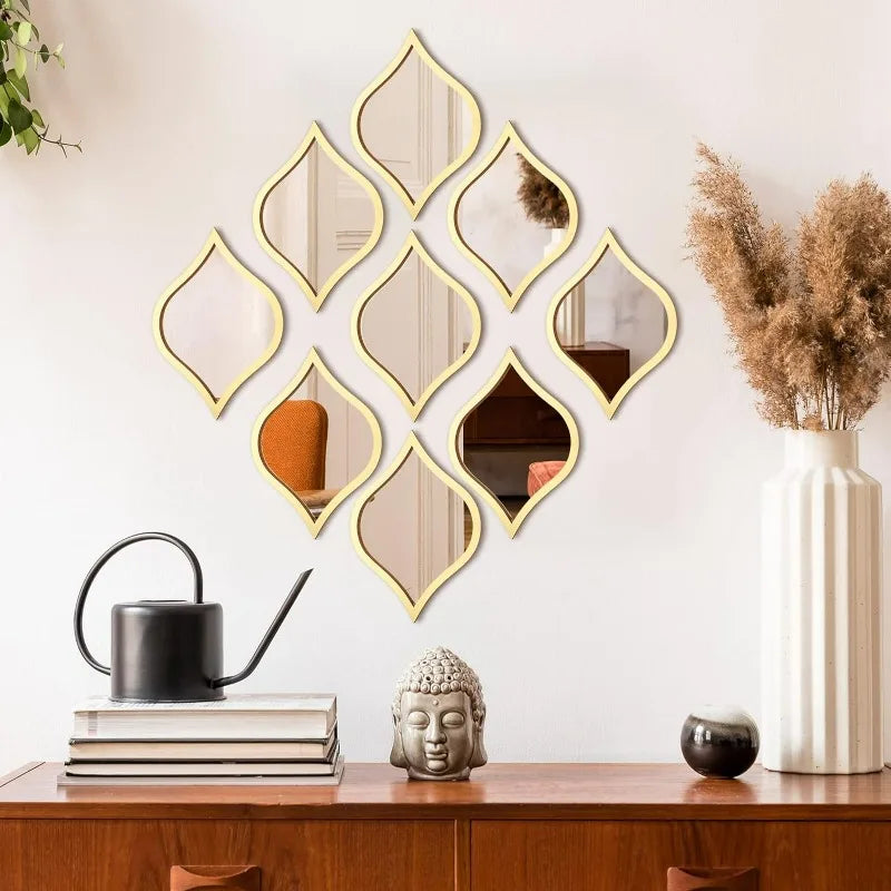 miroirs 3d adhésifs diamants géométriques moderne abstraits noir doré salon chambre