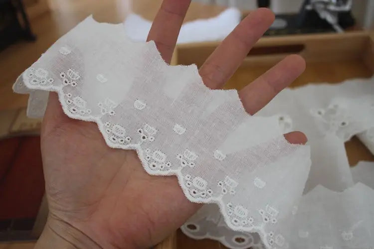 dentelle coton ours blanc motif noeud bordure dentelée ruban texturé semi transparent enfantin