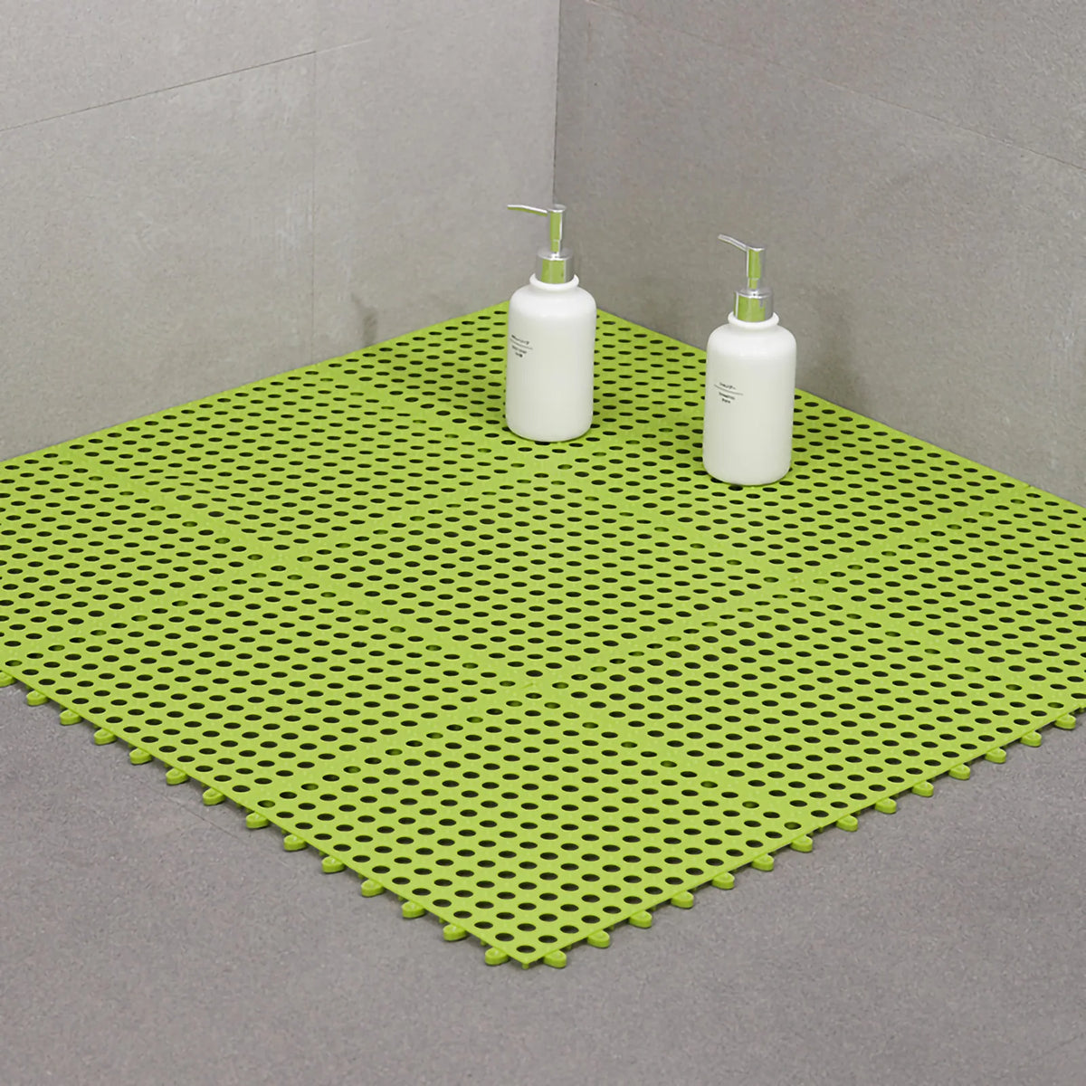 tapis salle bain blanc bleu turquoise vert gris jaune rose moderne minimaliste petits trous
