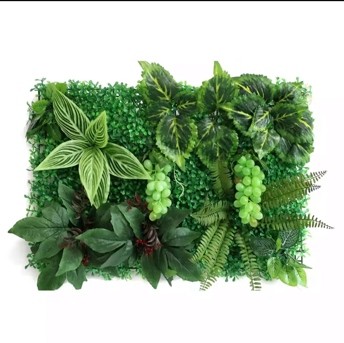 panneau végétal artificiel murale feuilles vertes fleurs rouges décor jardin extérieur intérieur haie naturelle