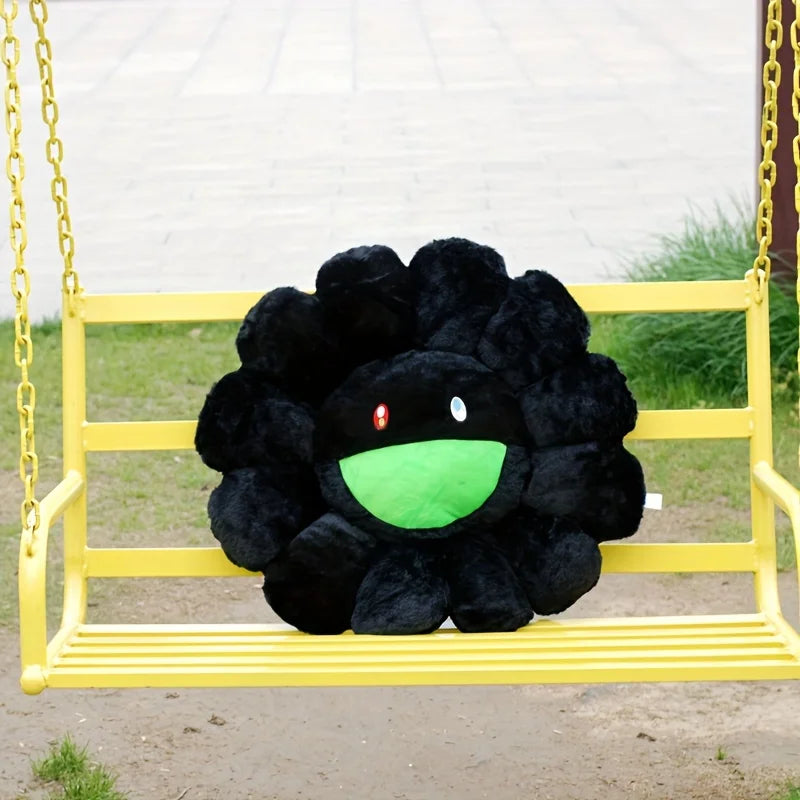 peluche fleurs stylisées noir vert blanche contemporaine cartoon douce ornementale suspension chambre enfants