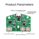 lampe tactile usb charge batterie led protection yeux module électronique vert interface tactile bleu