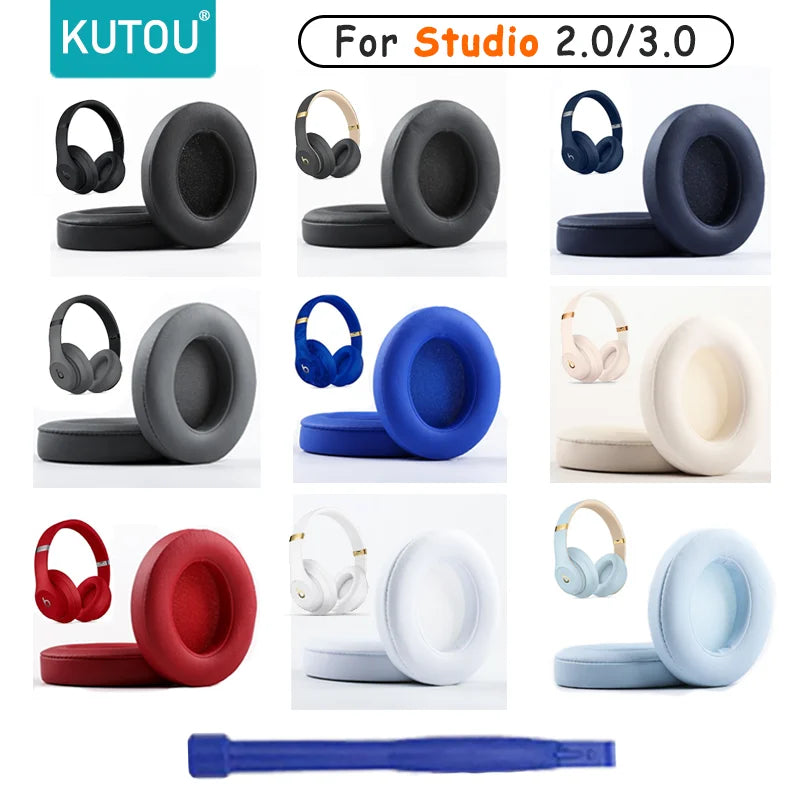 oreillettes casque audio cuir mousse noir gris bleu rouge adhésif confortables ergonomiques remplissage beats