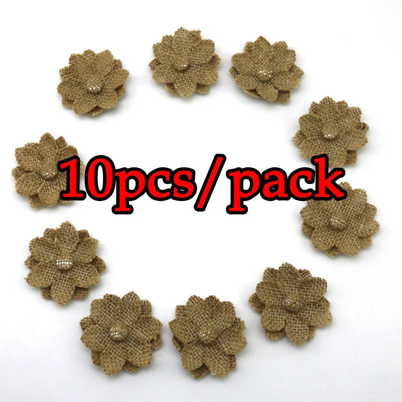 fleurs décoratives rustiques relief beige clair coton polyester artisanal opacité 5cmx5cm