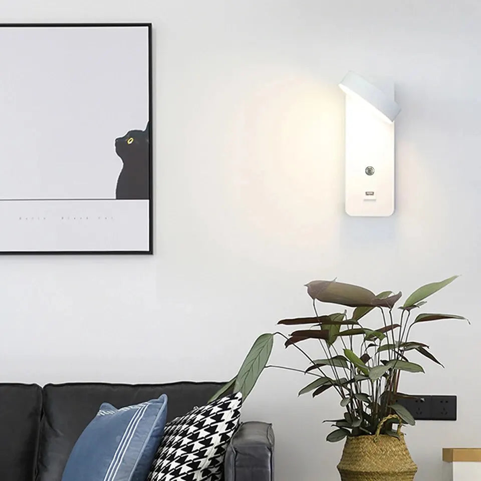 lampe murale moderne noire dorée usb ajustement luminosité interrupteur prise
