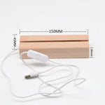 support chargeur led alimenté usb piles aaa bois naturel minimaliste câble charge bouton d'alimentation