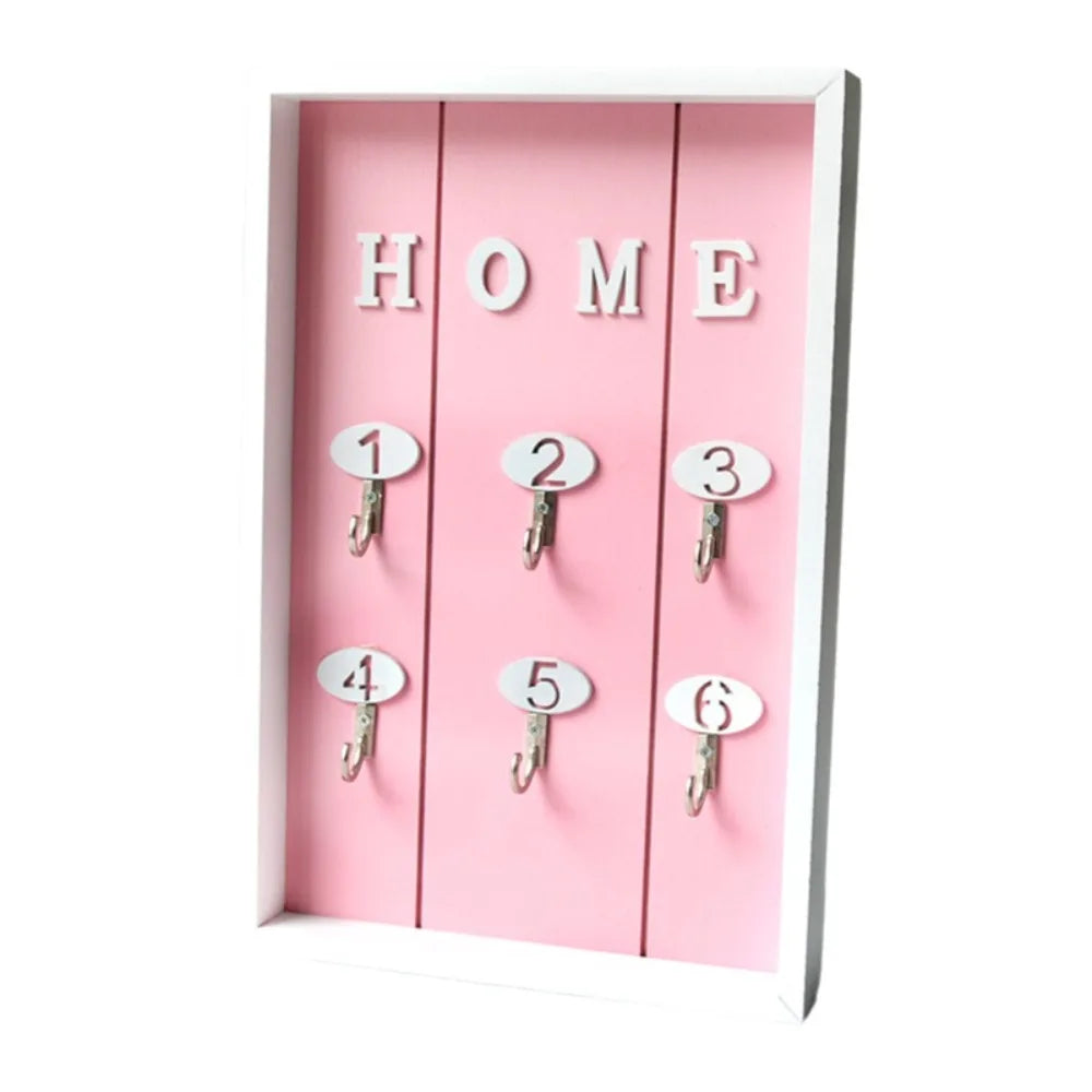 porte clés mural rustique minimaliste rose clair texte chiffres coeurs vertical