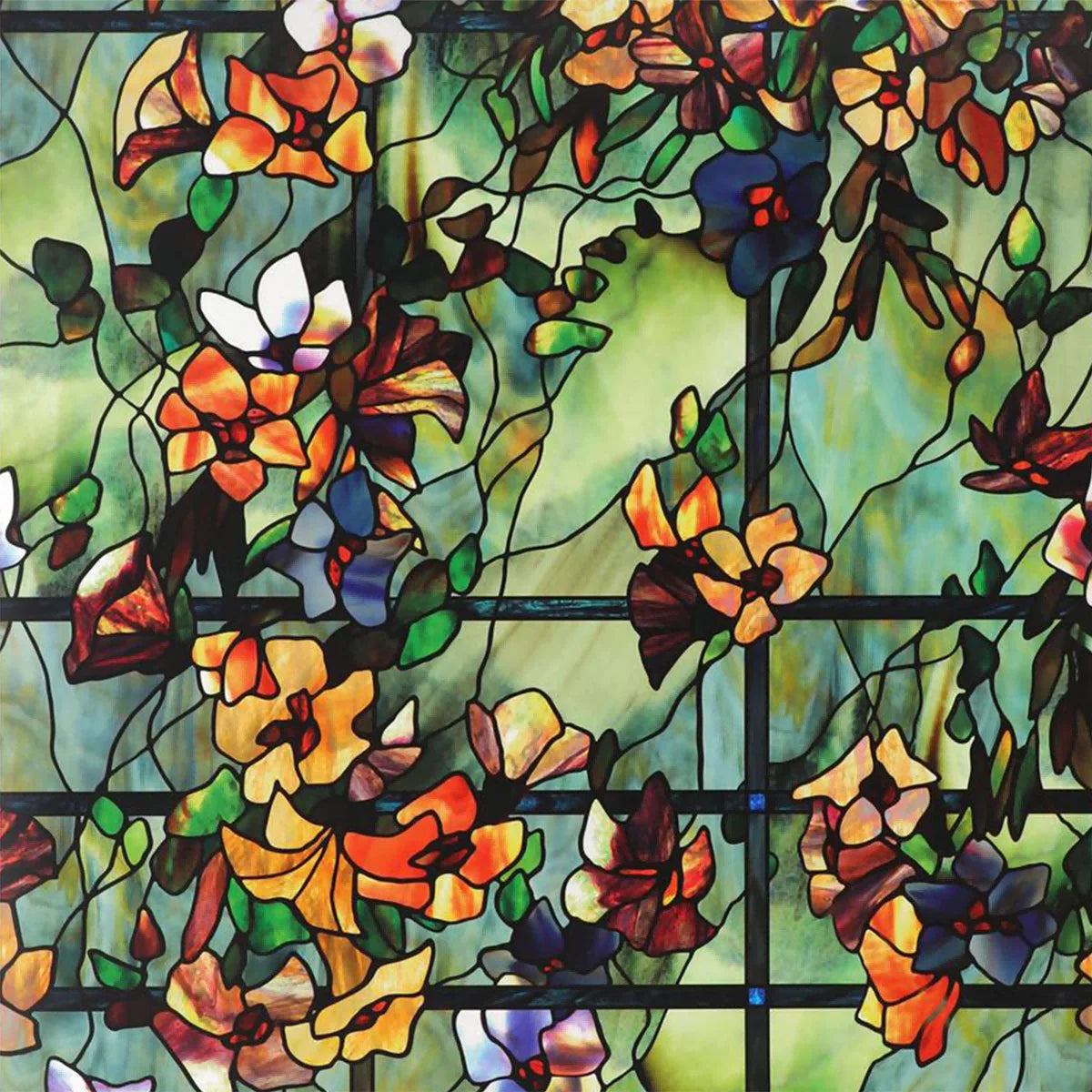 film vinyle opaque floral multicolore art nouveau décoration fenêtre isolation uv thermique