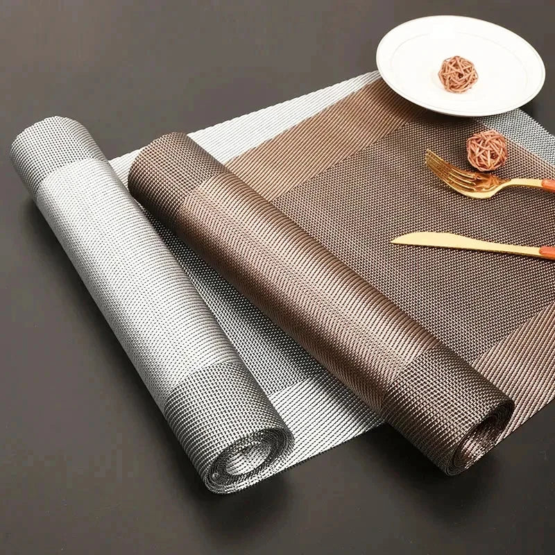 chemin table pvc moderne gris marron beige motif géométrique tissé semi transparent maison