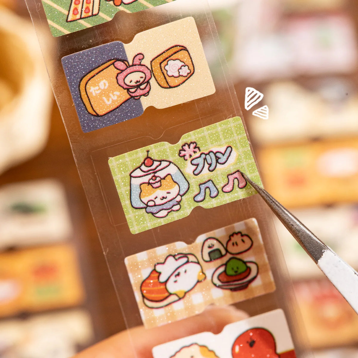 sticker autocollant kawaii dessins animés géométriques multicolores scrapbooking diy journal craft fournitures