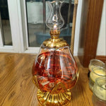 lampe huile transparente dorée motifs floraux classique vintage réglable verre alliage zinc