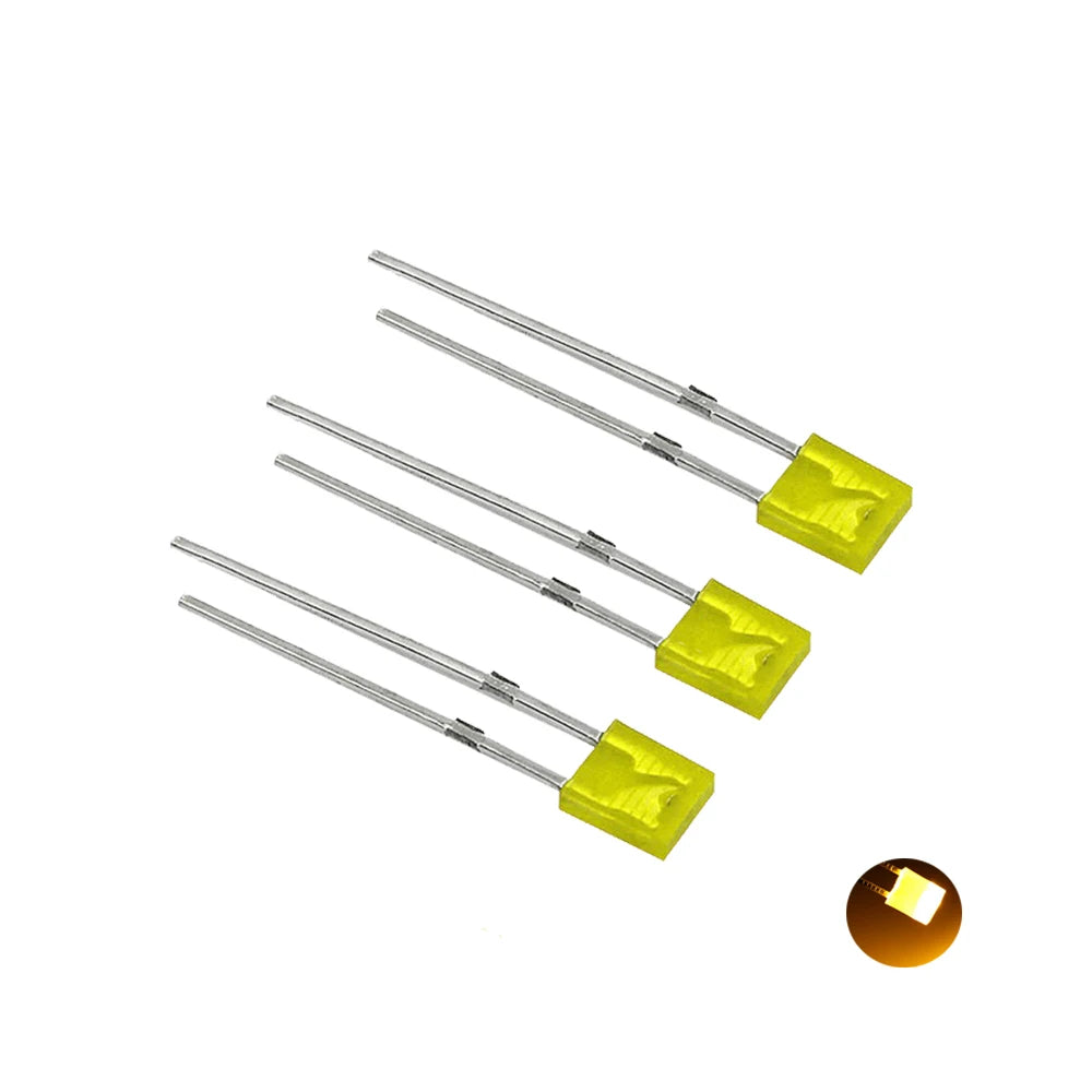 diodes led bleu vert jaune rouge blanc 2x5x7mm opaques mat standard 100 pieces
