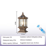 lampe solaire led extérieure verre transparent classique bronze industrielle éclairage public vintage autonomie aluminium