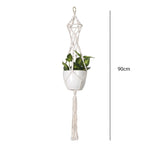 panier suspendu macramé motif géométrique boho chic couleur beige plante incluse fixations decoration maison
