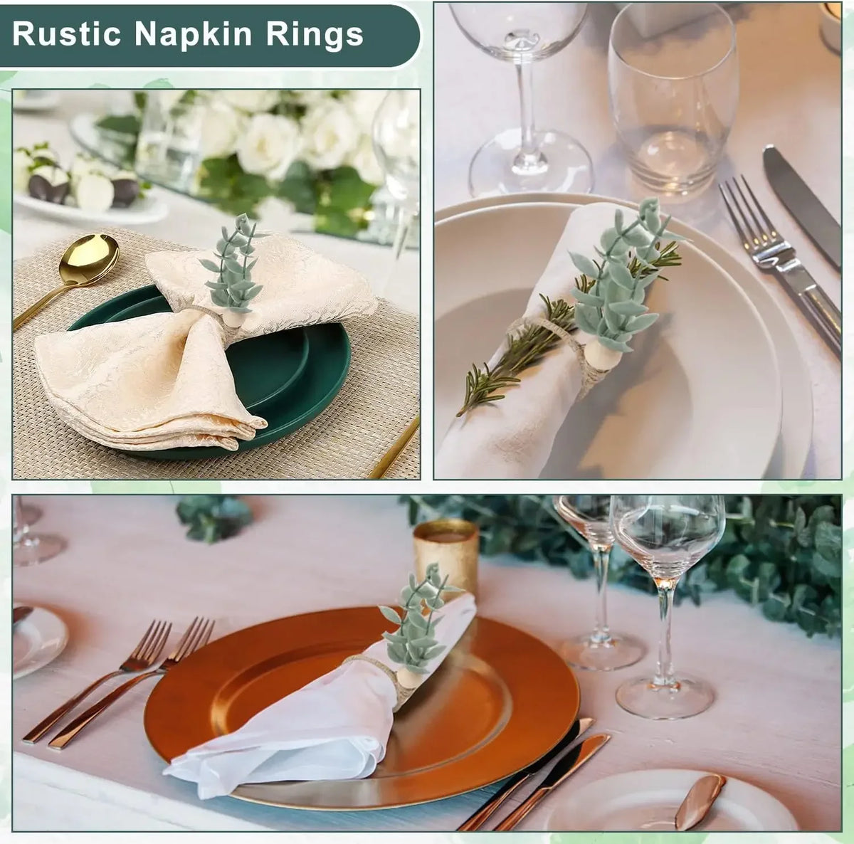 anneaux serviettes bois feuilles eucalyptus rustique naturel decoration table restaurant