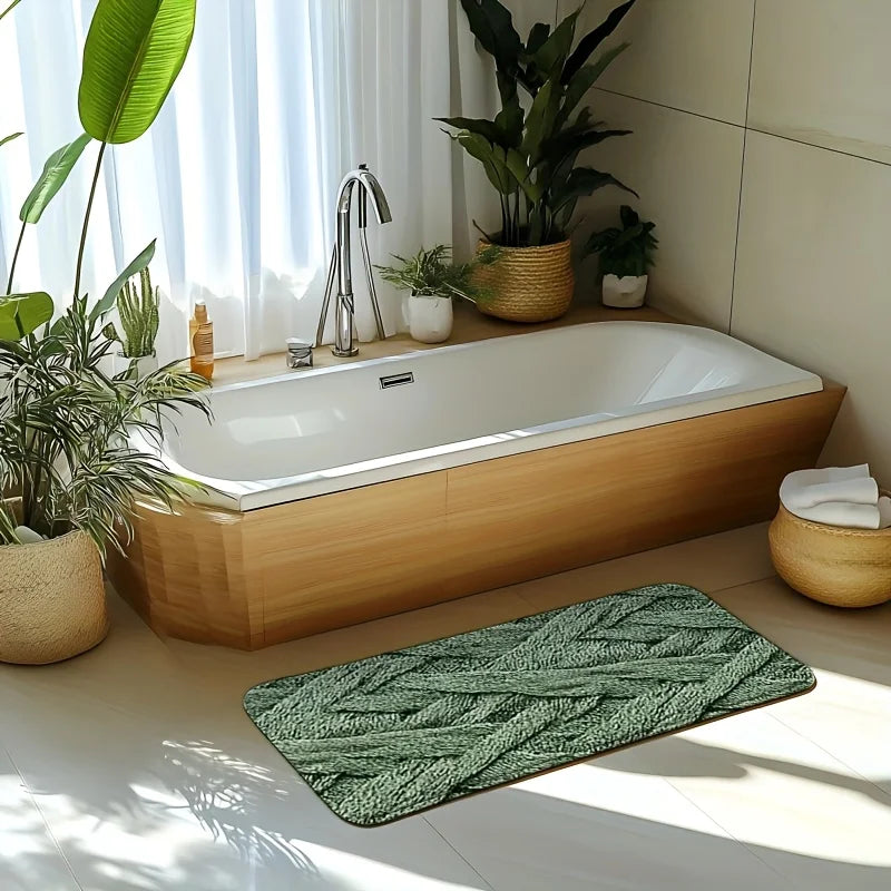 tapis texturé vert motifs géométriques moderne antidérapant polyester bain salon imperméableextérieurporte