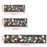 tapis gris foncé feuilles stylisées moderne résistant l'éclaboussure cuisine entrée chambre salon anti dérapant