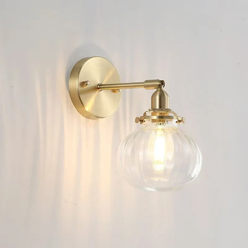 lampe murale moderne or transparent rayures ampoule led cordon interrupteur vintage électrique