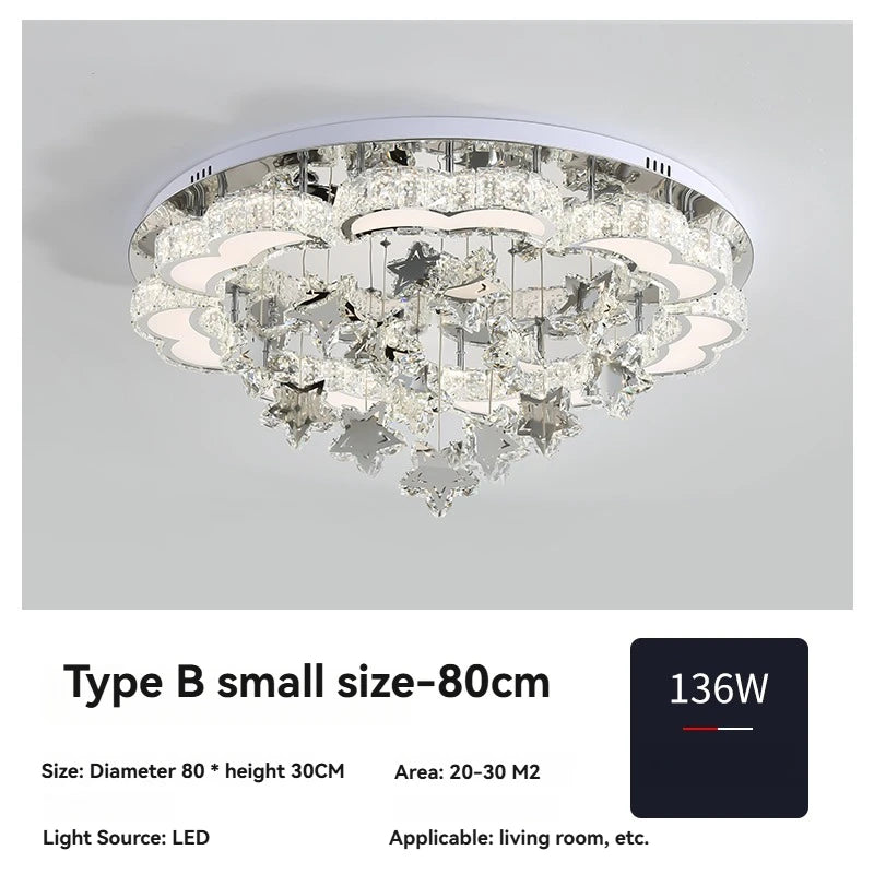 plafonnier moderne étoiles cristal blanc doré éclairage cuisine salle manger led changeable