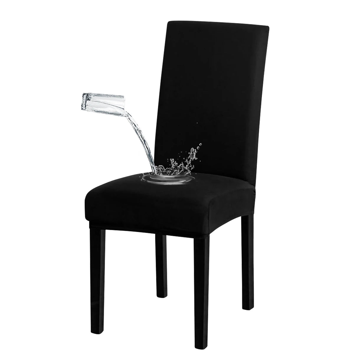 housse chaise moderne élasthanne polyester waterproof noir élastique transformation chaise ancienne neuve