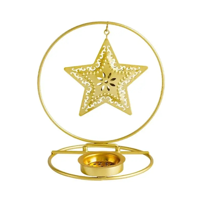 bougeoir artisanal or étoile cœur arbre Noël décoration salon grille bougie fixée tringle