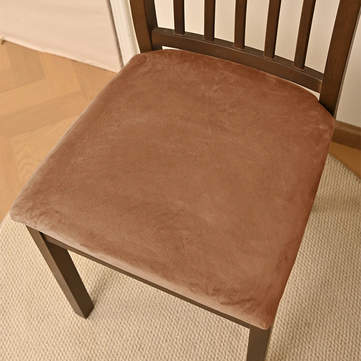 coussin chaise velours orange protection amovible lavable classique fixe