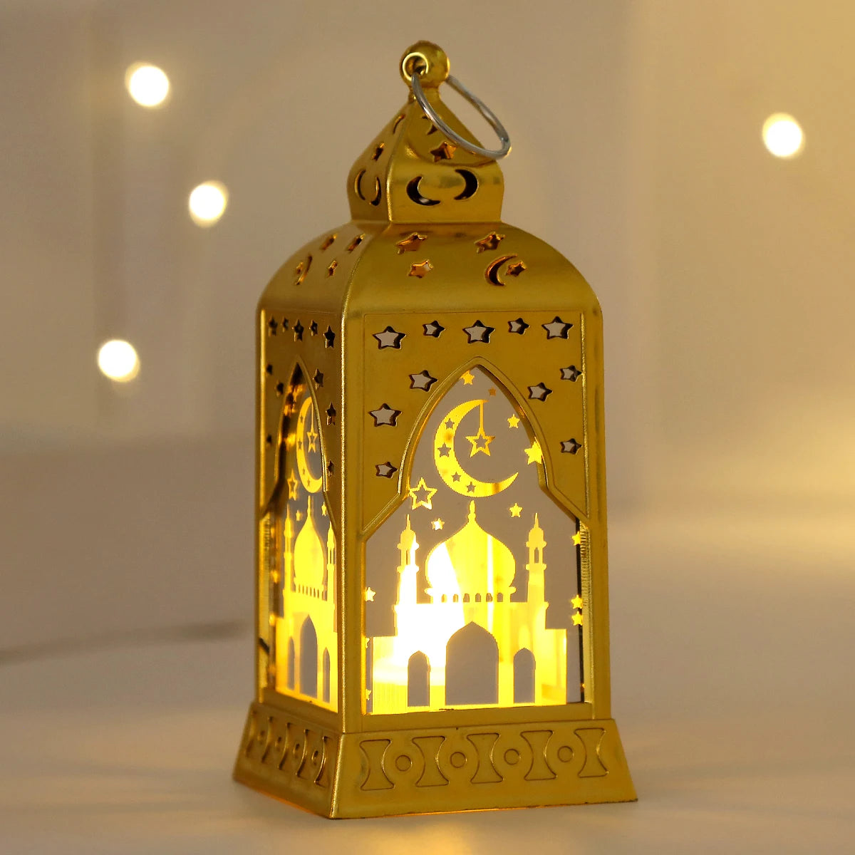 Lampe décorative islamique ornement lune étoile artisanale noire blanche İslam festivités