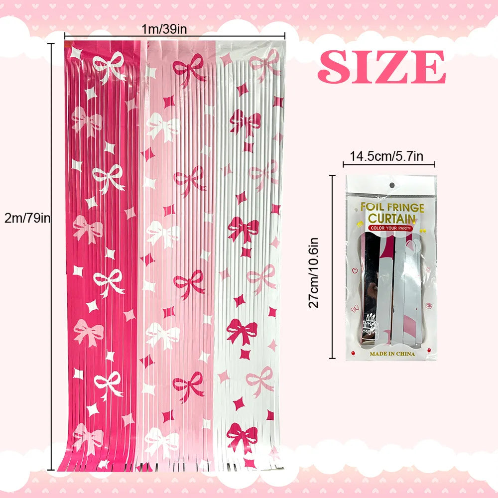 rideau frisé rose blanc arcs festif mariage anniversaire révélation sexe translucent clips