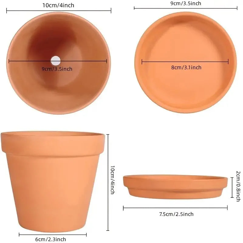 pots fleurs terre cuite soucoupe assortie drainage plantes cactus succulentes vert orange rusticité traditionnelle