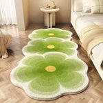 tapis acrylique fleurs stylisées moderne jaune bleu vert rose chambre maison prière décoratif salle