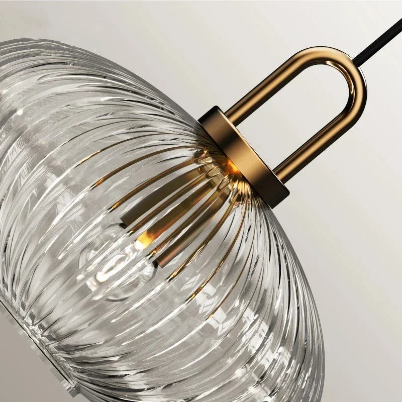 lampe suspendue transparente dorée rayures horizontales moderne filament câble électrique 90v 260v 249lm 2000lm